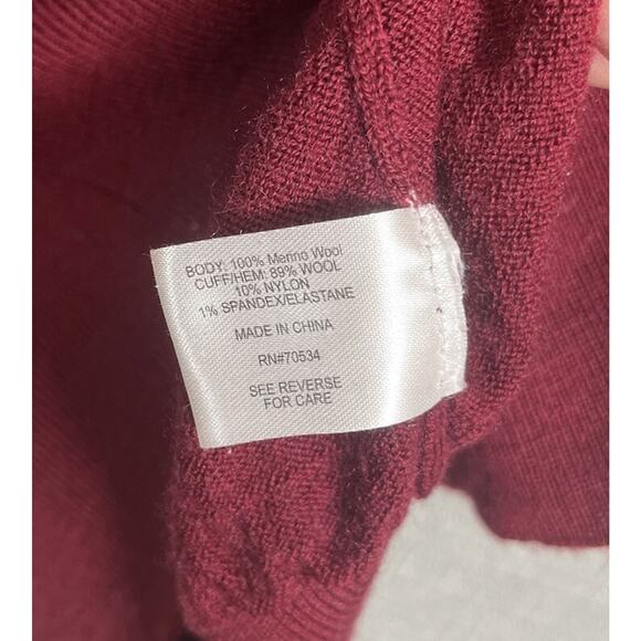 ORVIS Sweater Mens Size Large Burgundy Maroon 1/4 Zip 100% Wool Merino Classic - Picture 6 of 6